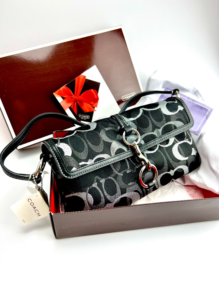 Nwt Coach Limited Edition Hampton Black/Silver Grey Shoulder Bag Style 10455 Y2k